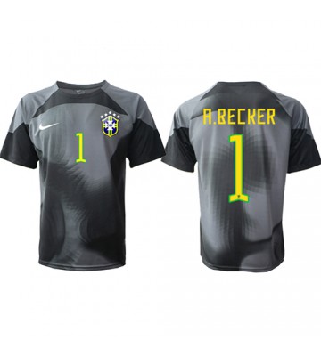 Brasilien Alisson Becker #1 Målvakt Hemmatröja VM 2022 Korta ärmar
